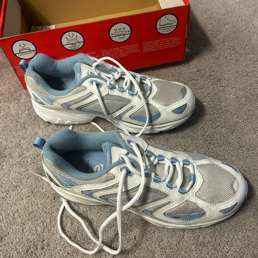 Avia White and Blue Athletic Shoes